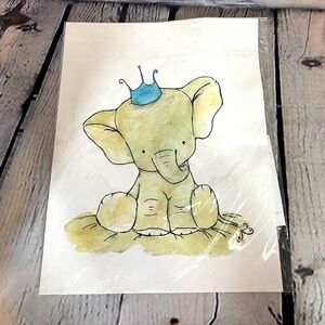 ZULILY Trafalgar’s Square Elephant Art Blue Crown - print - nursery decor NWT